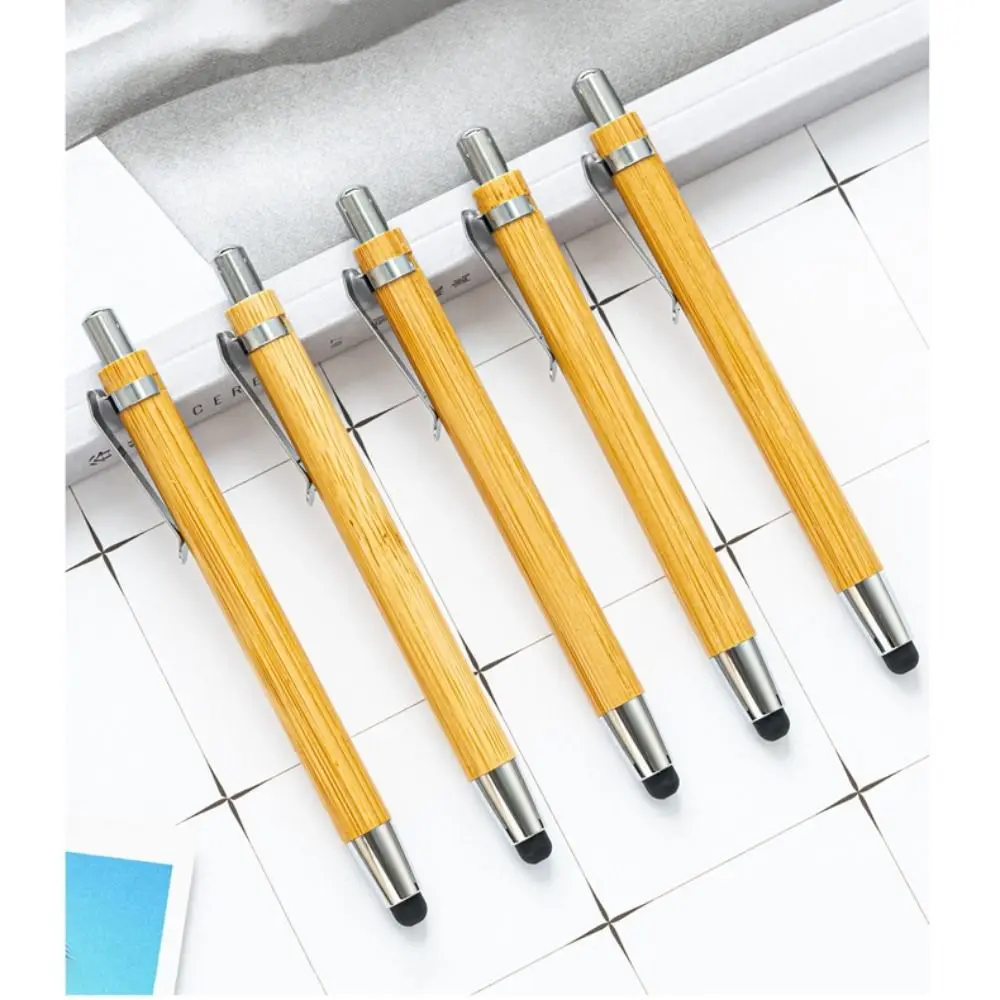 Eco-Friendly 2-in-1 Bamboo Ballpoint & Stylus Pen with Black Ink