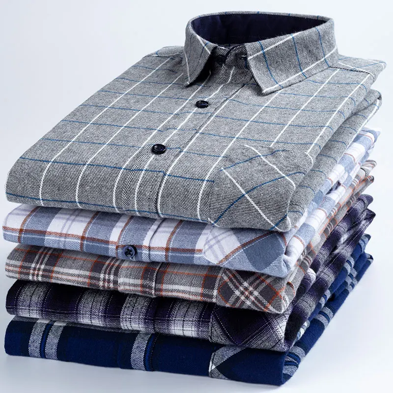 Cotton Thick Brushed Flannel Shirts 
