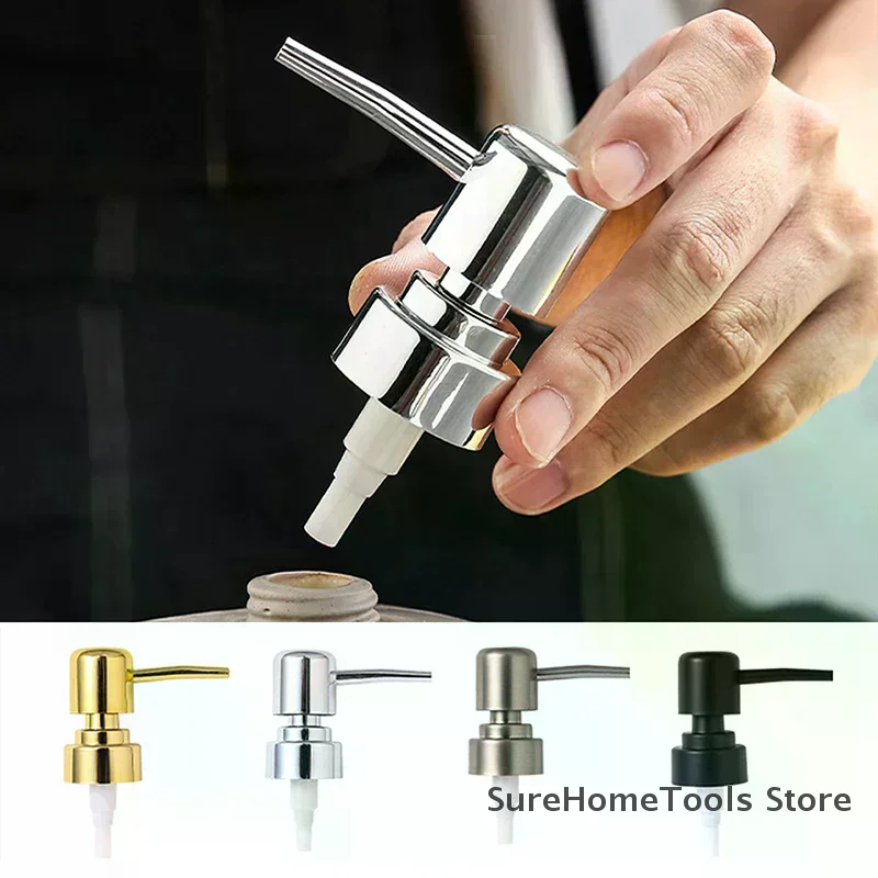 1Set Soap Pump Head 28 Thread ABS Liquid Lotion Dispenser Round Head Press Nozzle Lotion Tube Bath Bottle Kitchen Bathroom