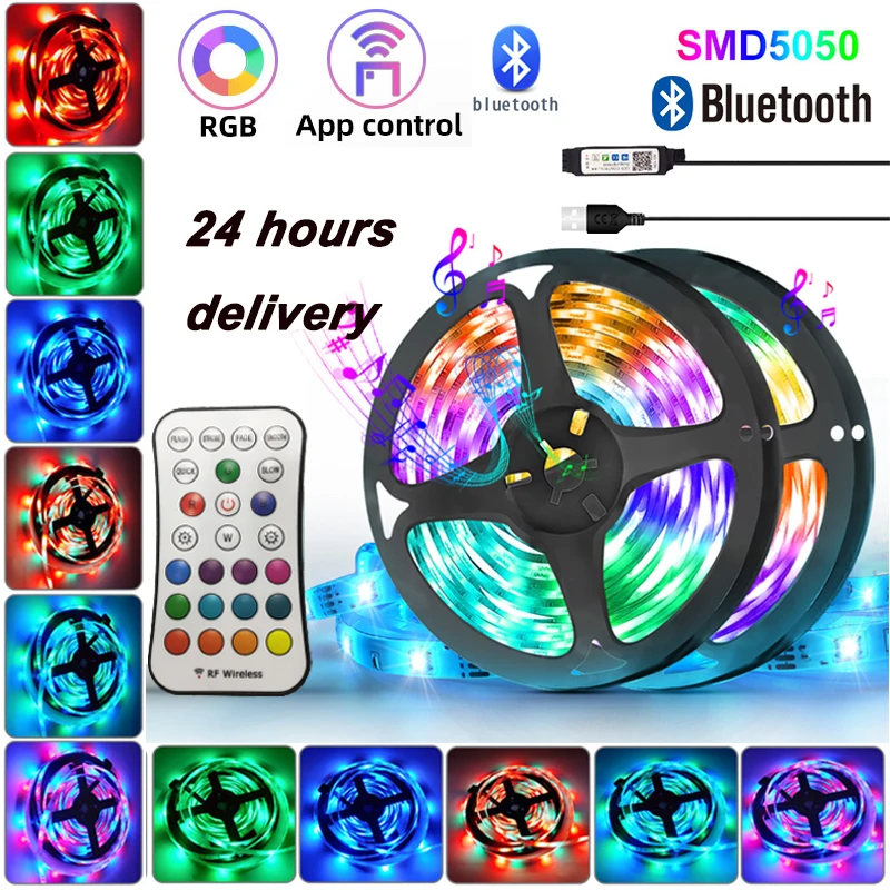 LED Strip Lights RGB APP Control Color Changing Lights with 24 Keys Remote 5050 Mode for Room Decoration Bluetooth TV MD5050 RGB rgb infrared control led strip lights color changing neon lights with 24 keys remote 5050 mode for room decoration tv background