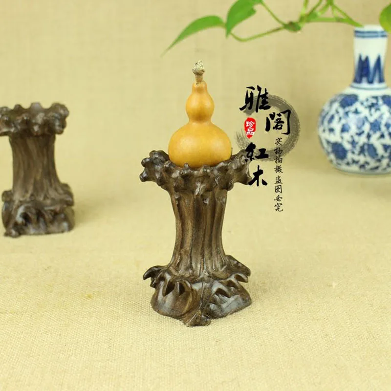 

Black Catalpa Wood Carved Circle Ball Bonsai Disply Pedestal Vase Artical Statue Luxury Collection Base