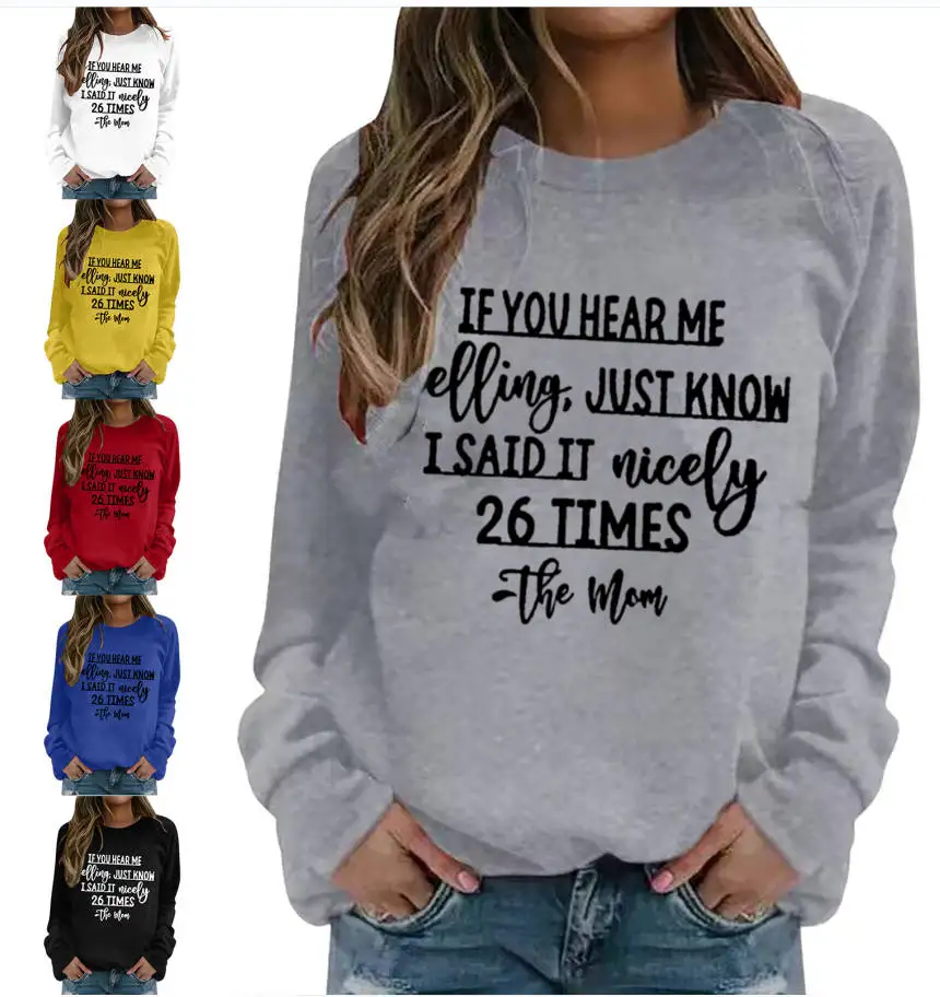 

Ladies Sweat Shirt Tops Women Casual Crewneck Long Sleeve Local Printed Hoodie Drawstring Waist Sweatshirt Women