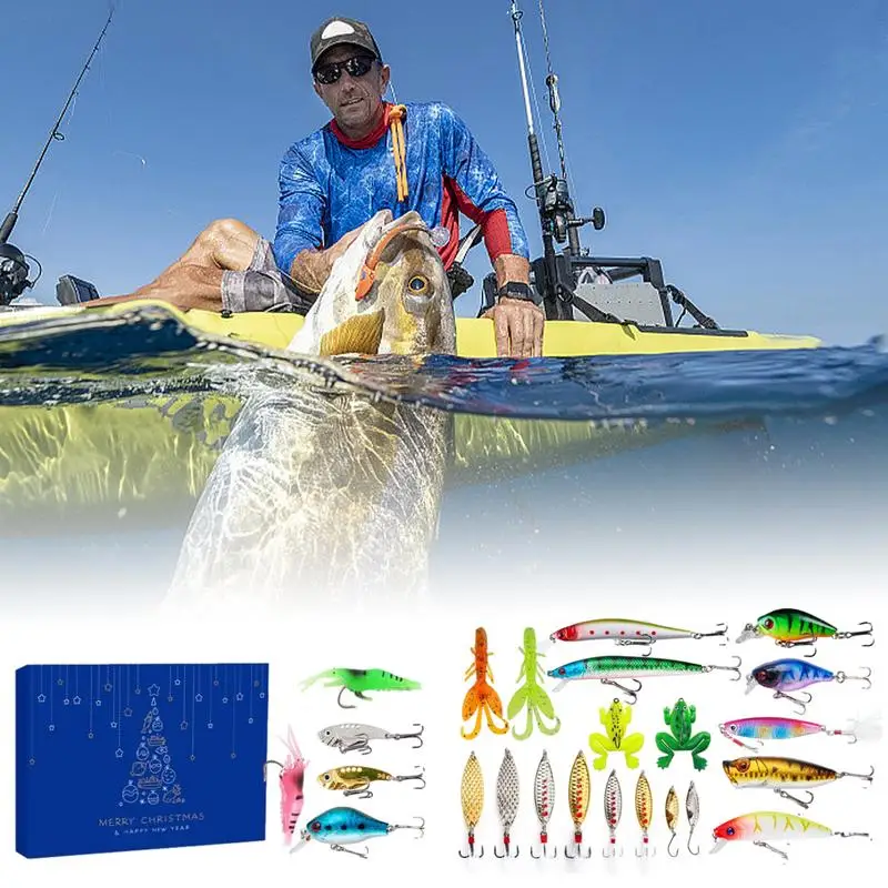 

Advent Calendar 2023 24 Days Gift Count Down Calendar with Fishing Tackle Lures Set Christmas Supplies for Dad and Fishing Lover