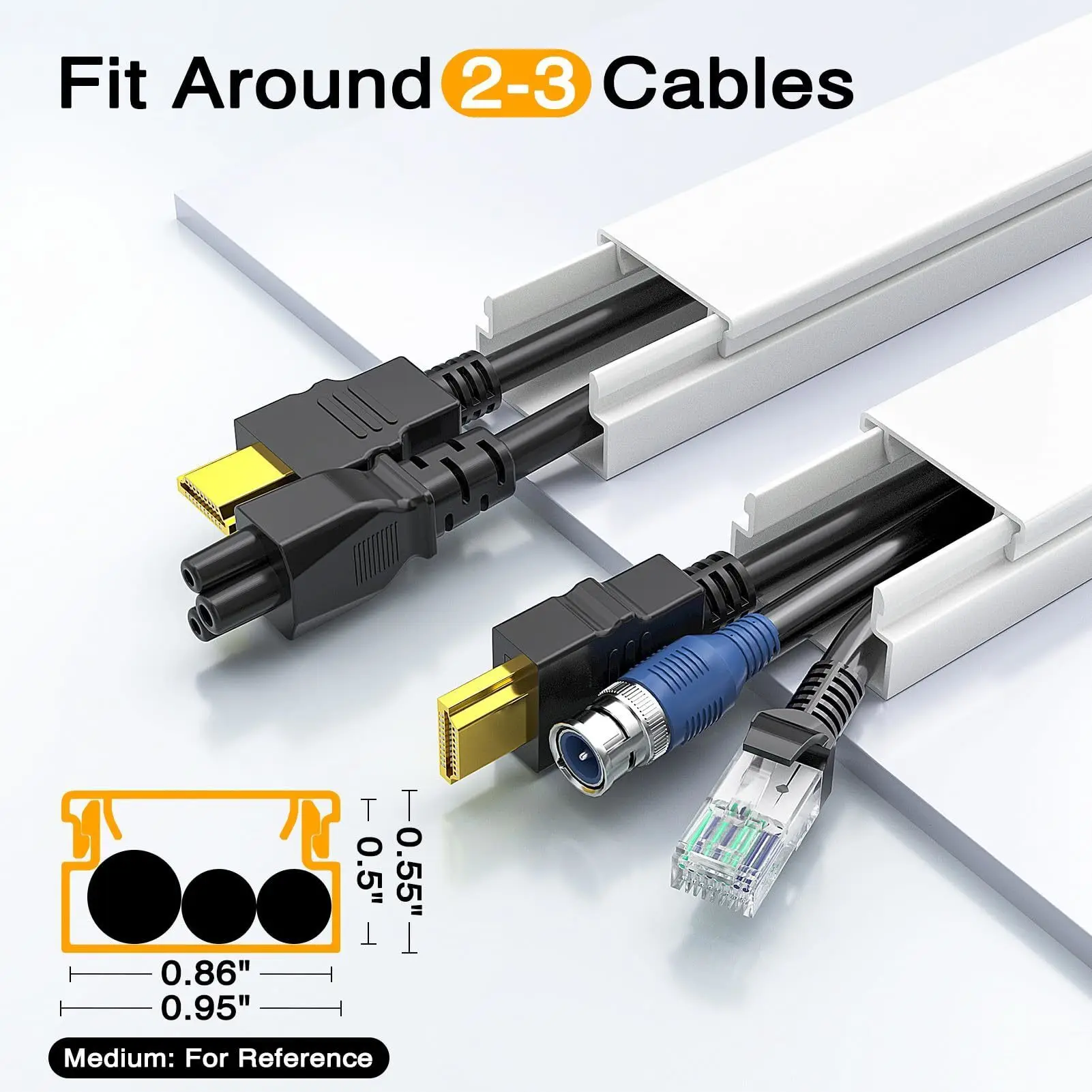 157in Cord Hider Cord Cover Wall Cable Sheaths Paintable Wire Cover For Cords Flexible Cable Protectors Raceway Kit