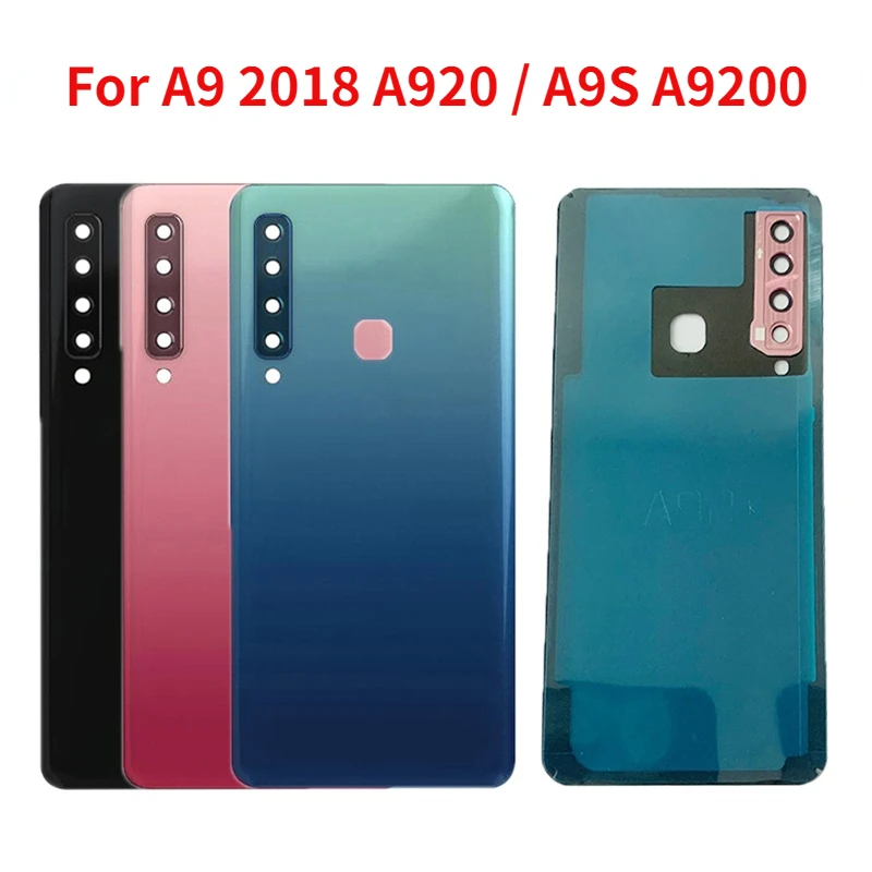 

Back Glass For Samsung Galaxy A9 2018 A920 A9S A920F A9200 Battery Cover Rear Door Housing Case Replacement with Camera Lens