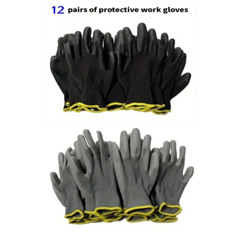 Work Gloves 12 Pairs Of Gloves Safety Work Gloves Repair Palm Coated Carpenter Repair Tools With CE EN-388 work gloves,protective gloves