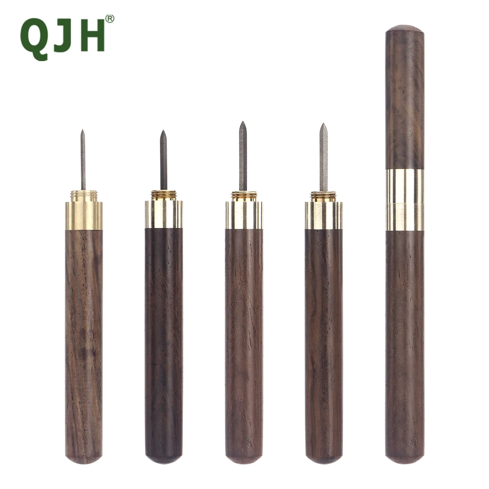 1Pcs 황동 다이아몬드 모양 나무 손잡이 가죽 바느질 송곳, 캔버스 Leathercraft 바느질 바늘 스크라이브, 레이아웃 ..