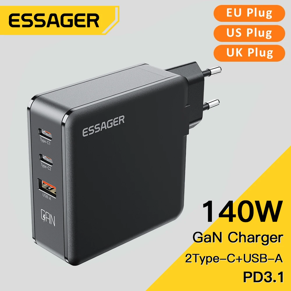 essager-140w-gan-usb-type-c-charger-pd-31-qc-quick-charge-40-30-usb-c-charger-fast-charging-for-macbook-pro-iphone-14-laptop