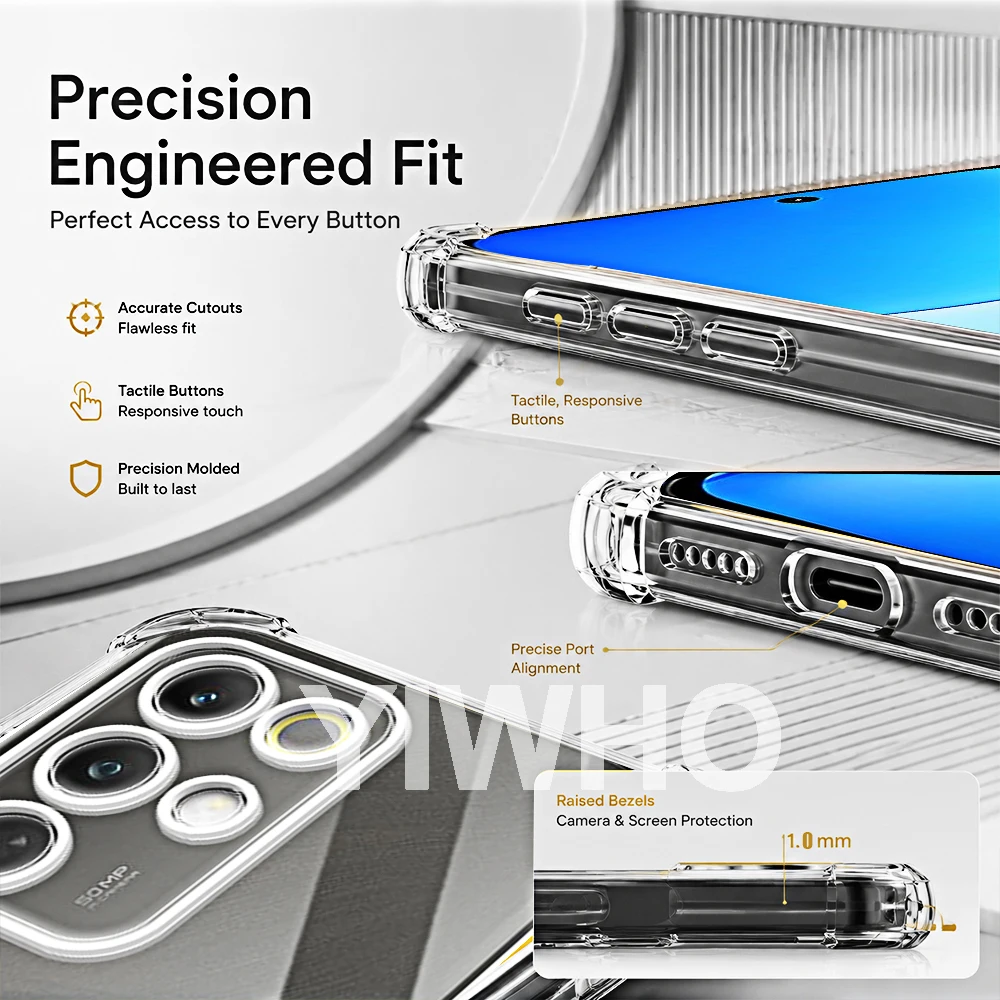 Premium Transparent Shockproof Clear Soft TPU Back Cover Case - Luxury Protective Design