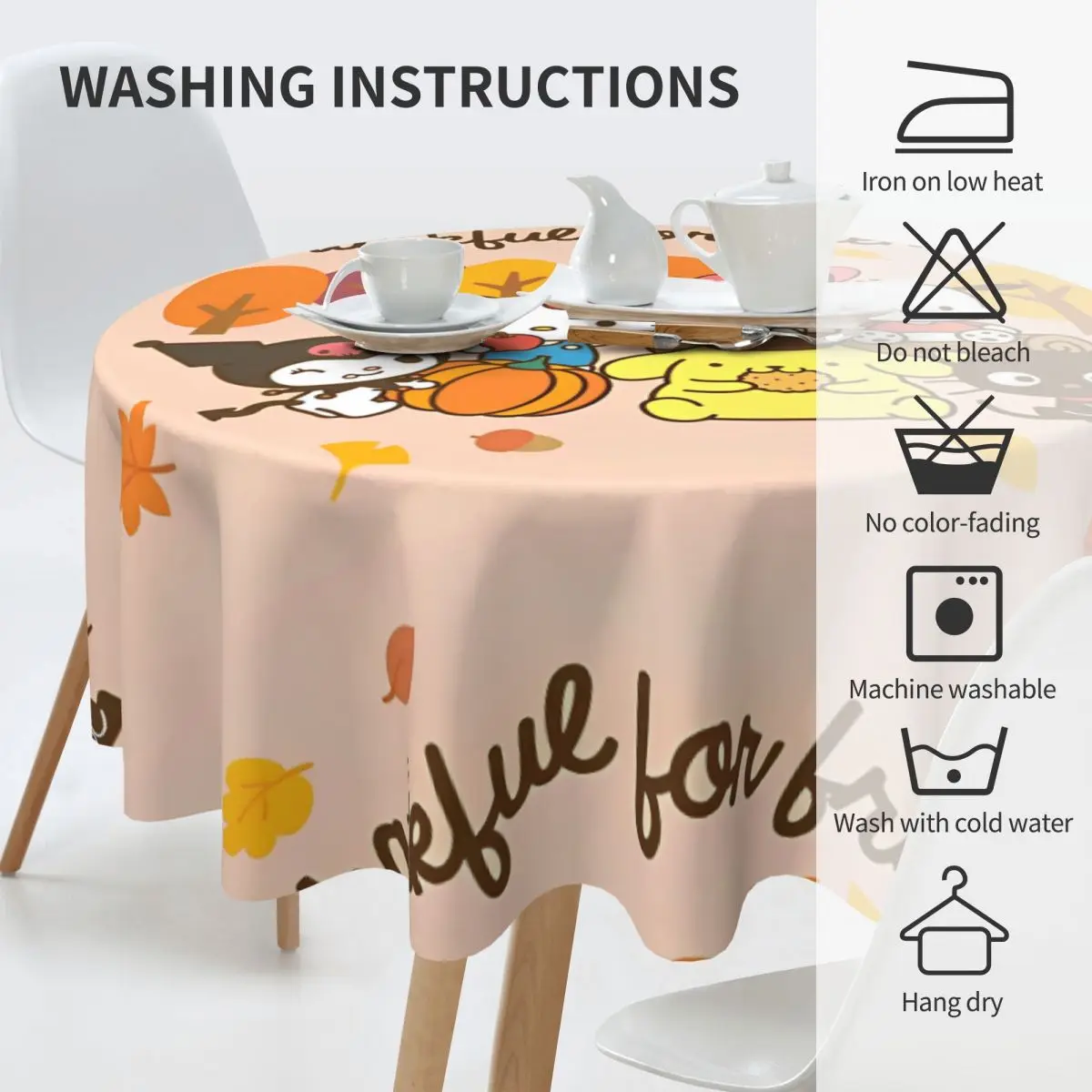 Sanrio Characters Tablecloth Outdoor Round Table Cover Funny Custom DIY Table Cloth For Living Room Dining 5