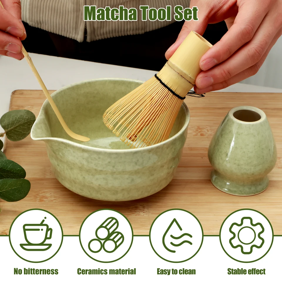 Matcha Set Avec Fouet Cuillere Tamis Support Fouet,5 Pièces Matériaux D'origine Alimentaire Kit Matcha Omplet Pour Maison Et Bureau,Matcha Accessoire Pour Les Amateurs De Matcha