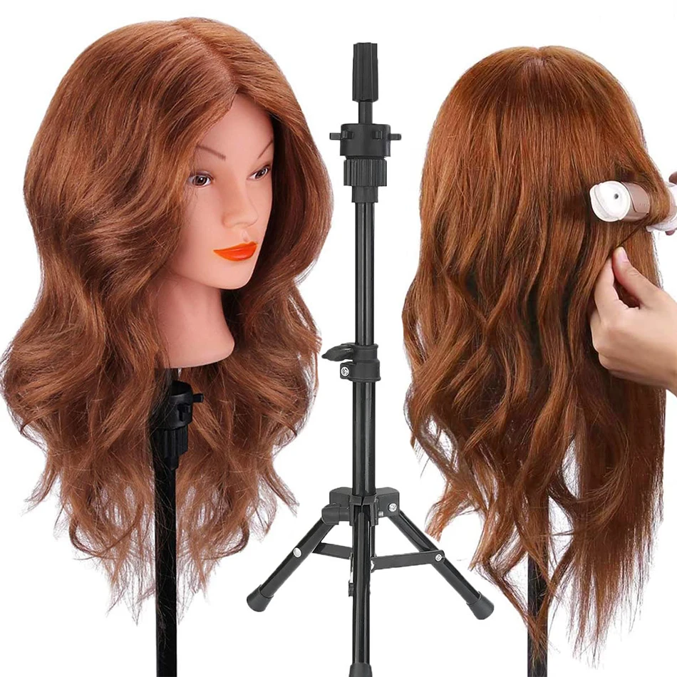 100% Human Hair Mannequin Head for Cosmetology Styling Training Practice Can Be Curled Straighten Professional Mannequin Head