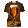 Fashion Men's T-Shirt 3D Beer Print Short Sleeve T-Shirts Summer Man Designer Clothes O-Neck Short Sleeve Tee Tops Man T Shirts 4