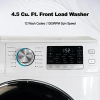 27in Front Load Washer 4.5 Cu. Ft. Capacity Steam Quiet Motor LED Control 12 Wash Cycles Tub Clean Energy Saving Closet Depth 2