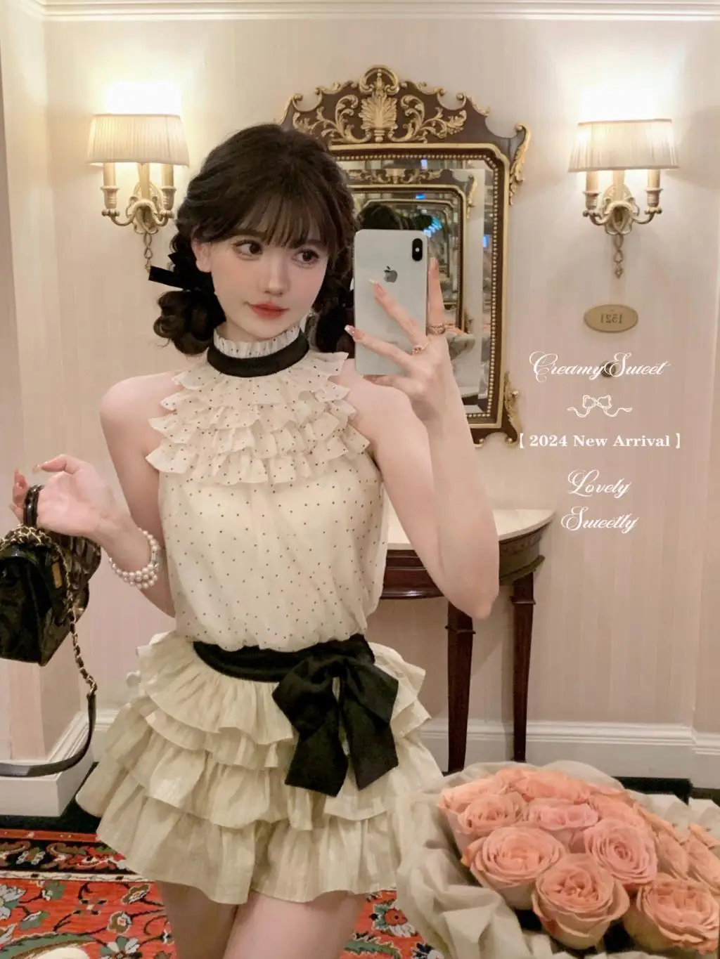 Y2K Polka Dot Two-piece Set Women Chiffon Halter Sleeveless Top Ruffles A-line Cake Mini Skirt Summer New Korean Fashion Outfits