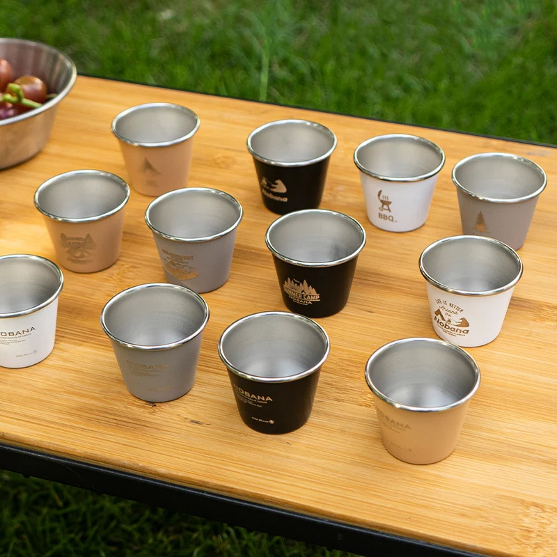 Outdoor Small Wine Cups, Stainless Steel Barbecue Beer Cup, Camping Picnic Portable Wine Glasses, 4 Pcs 6