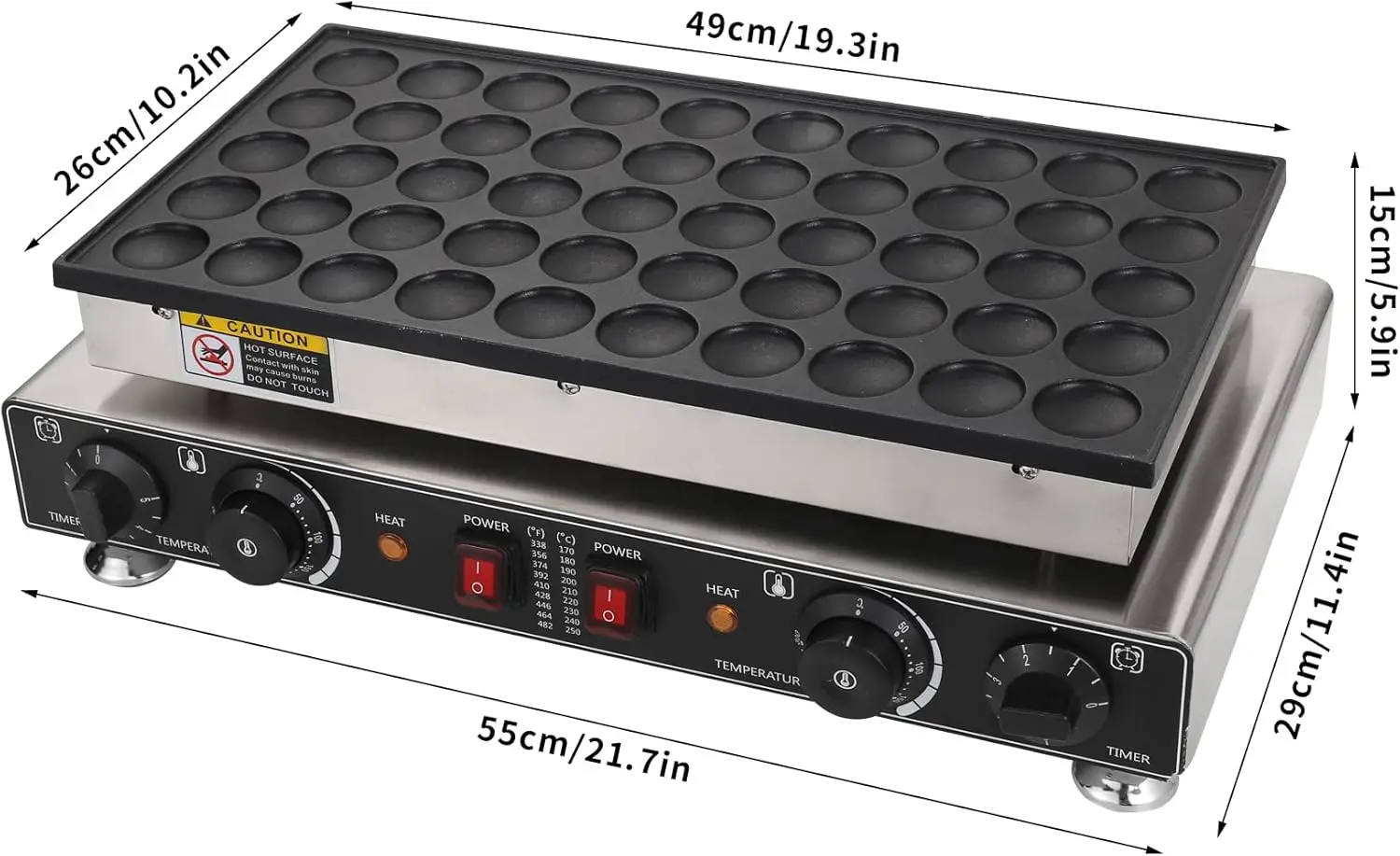 Dutch Pancake Baker, 50PCS Electric Nonstick Pancake Maker 1800W, 1.6" Commercial Muffin Maker Machine for Home Kitchen Restaura 2