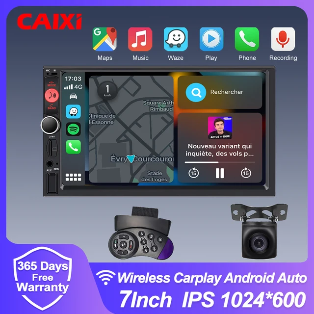 CAIXI 7 Inch IPS Wireless CarPlay Android Auto 2 Din Stereo Car Radio Multimedia Player autoradio Headunit Bluetooth Rear Camera