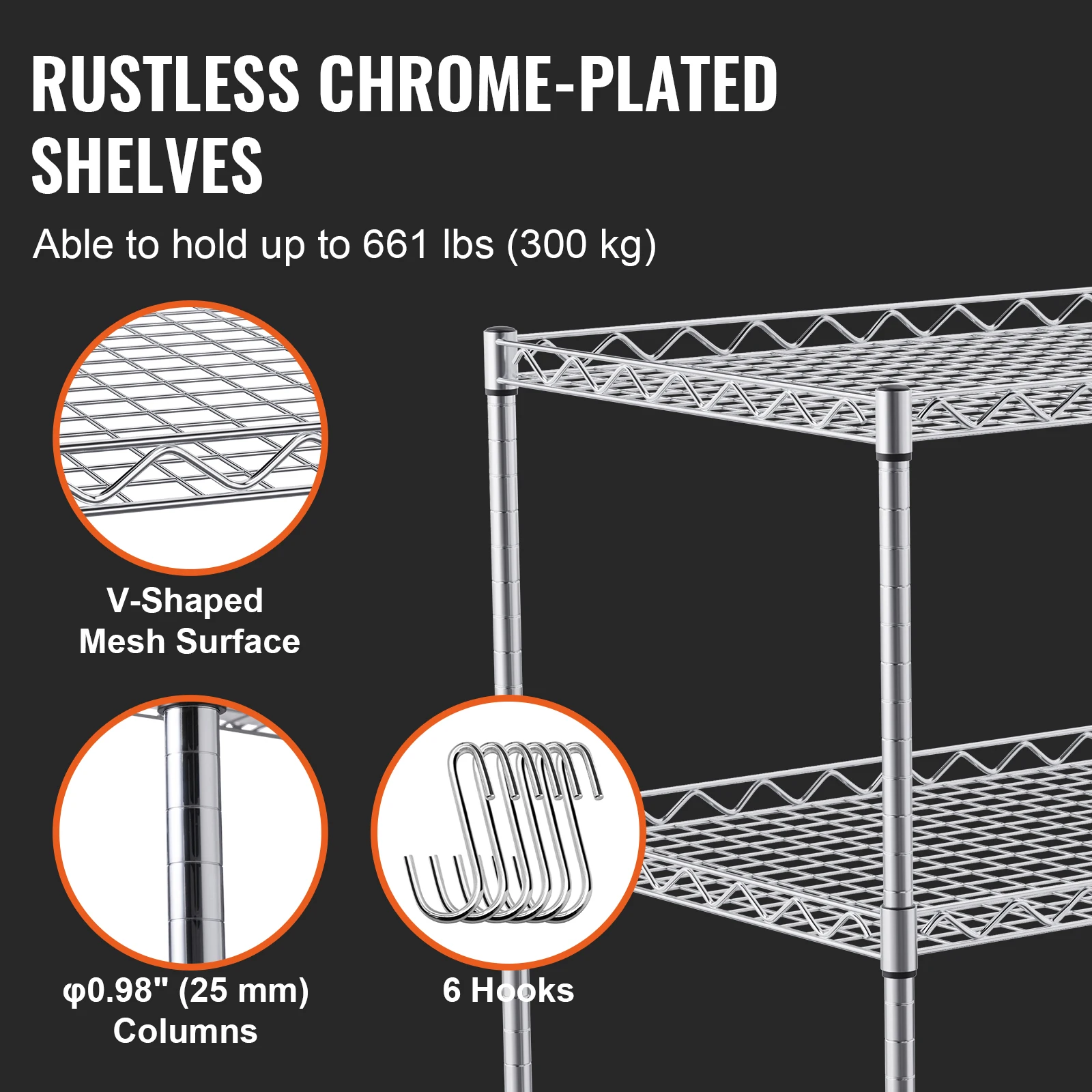 VEVOR kolejových pomůcka vozík 3-tier mobilní shelving jednotka organizátor obsluha vozík na kol kov úložný vozík pro kuchyň  pult