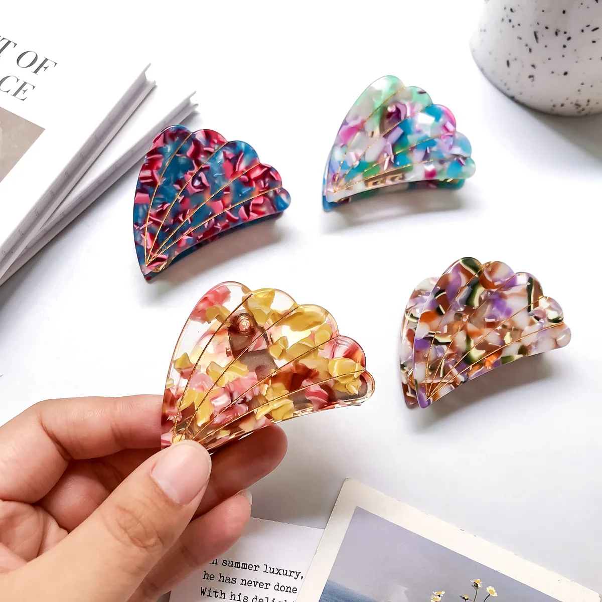 Wholesale 6.0cm Small Acetate Hair Claws Girls Korean Hair Accessories