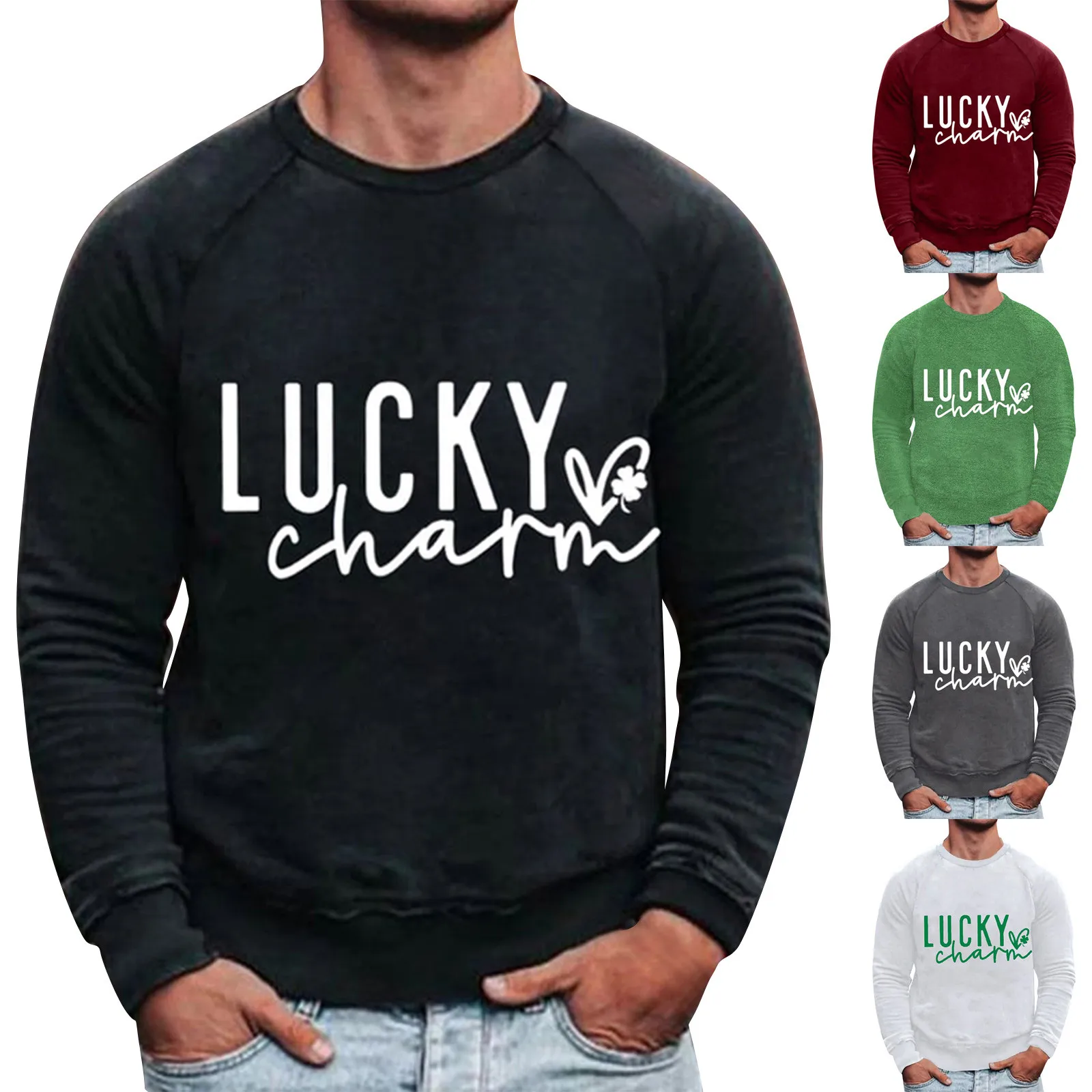 

Мужская модная футболка с круглым вырезом и длинным рукавом