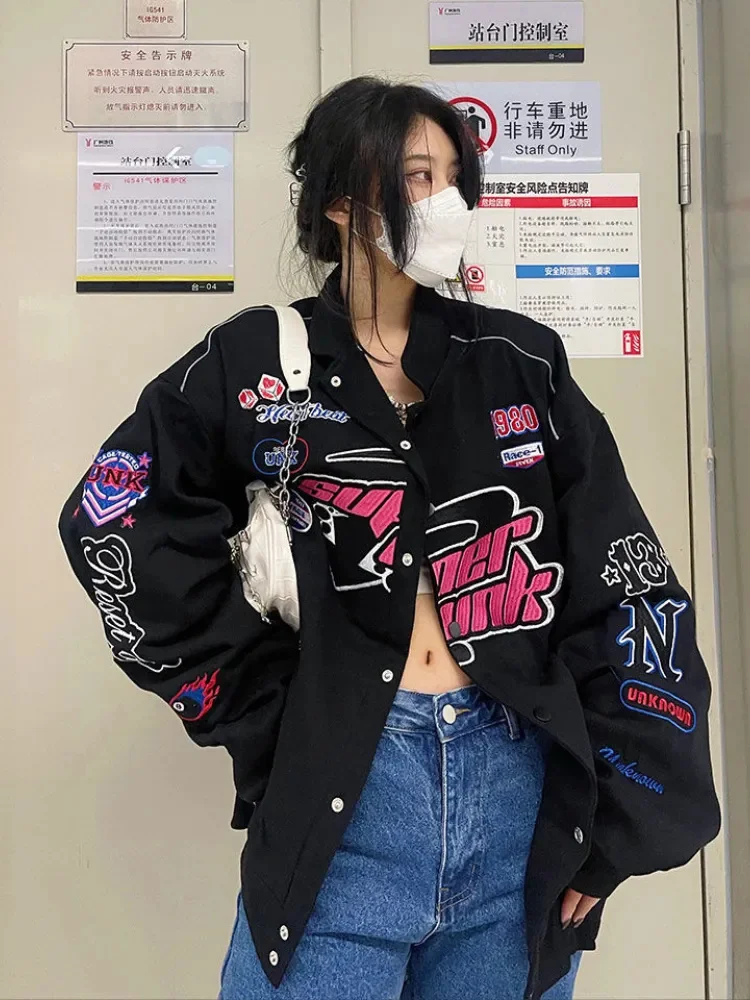 

Deeptown Gothic Punk Embroidery Sweatshirts Women Harajuku Zip Up Oversize Hoodies Black Loose Casual Tops Jacket Vintage Hippie