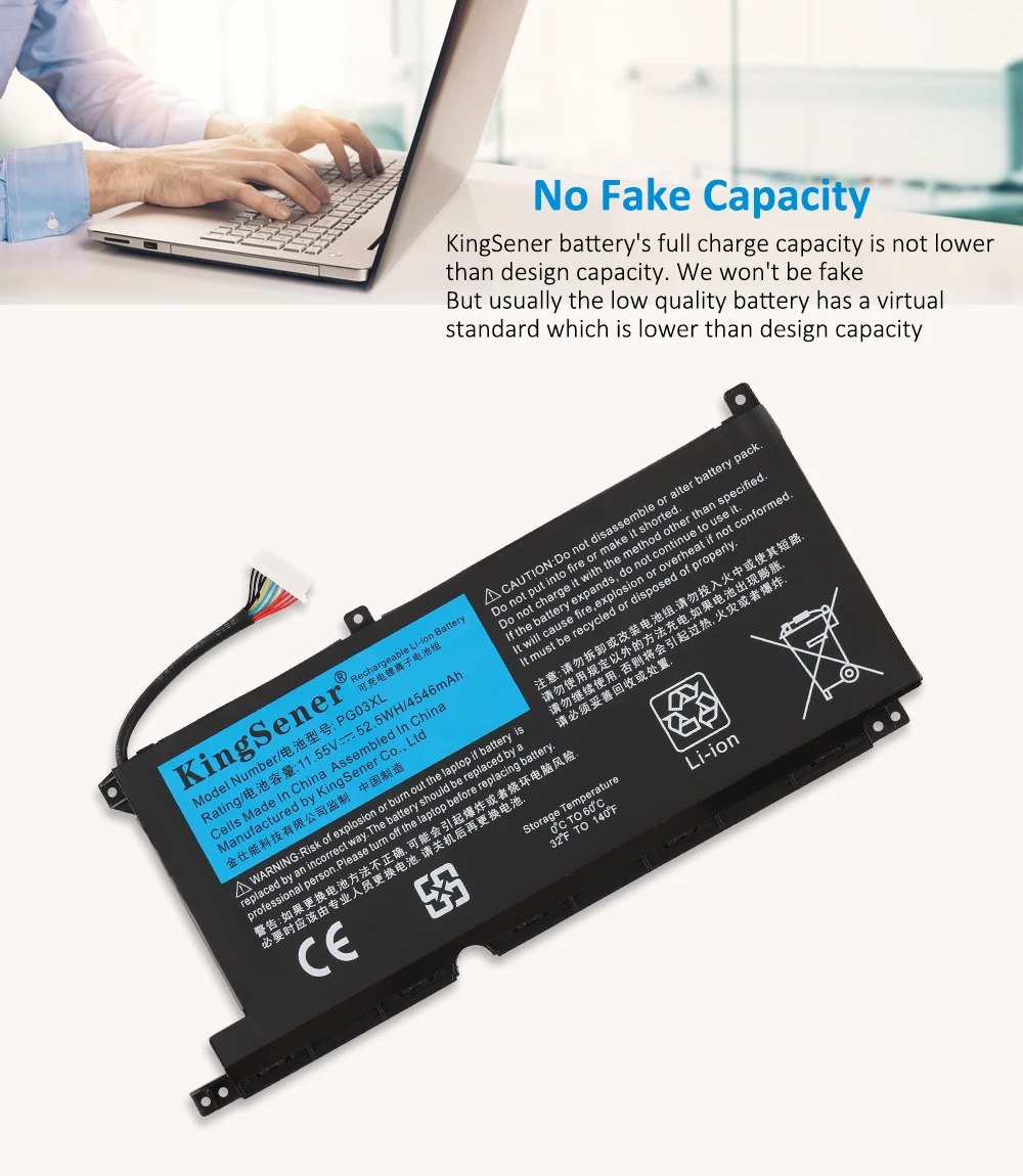 Фото Аккумулятор KingSener PG03XL для HP Pavilion Gaming 15-DK dk0003nq 15-dk0020TX 15-ec 15-ec0000 OMEN 5X FPC52 №5