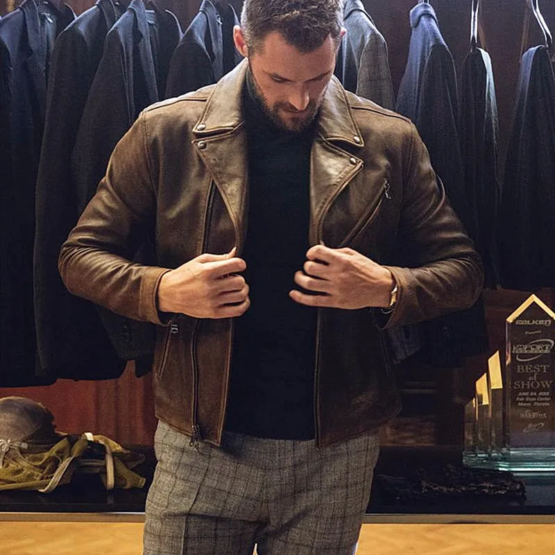 2024 Autumn New Youth Motorcycle genuine leather jacket for men's clothing, Korean version slim fit genuine leather jacket