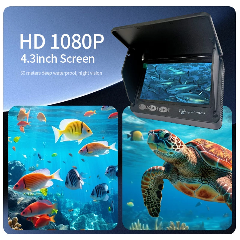 Portable détecteur de profondeur de l'eau de poisson lcd de 4,3 pouces 1080P portable détecteur de poissons 220 vision nocturne caméra de pêche sous-marine