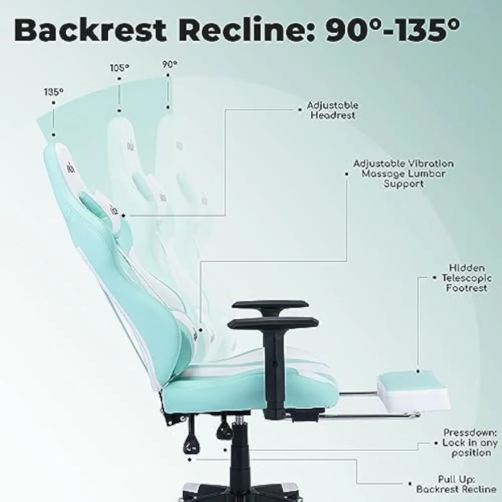 Gaming Chair with Light and Massage Lumbar support (New)