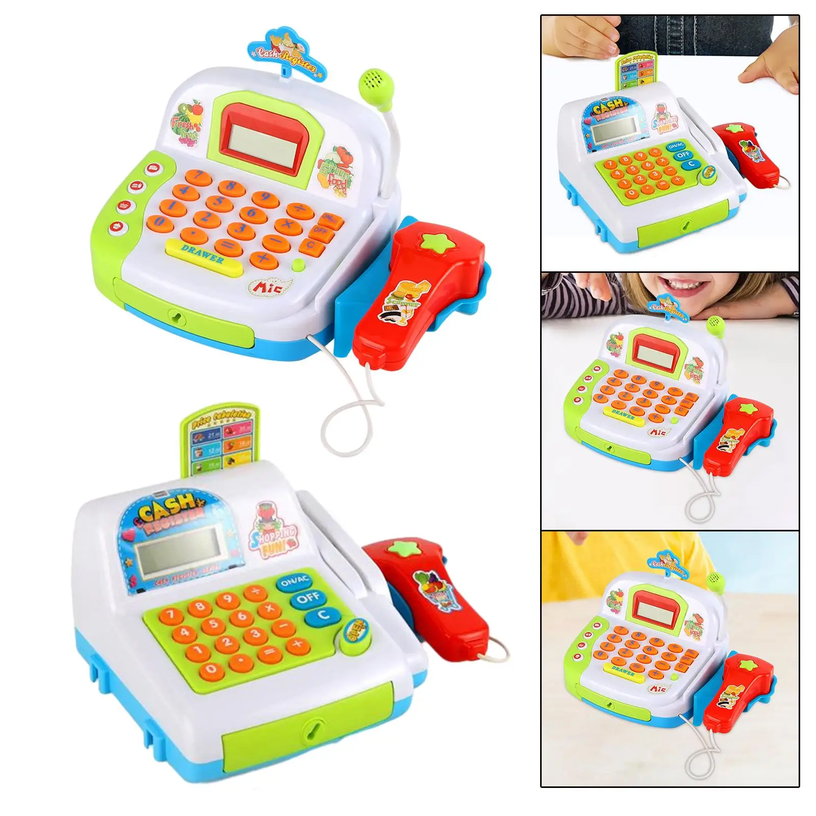 Supermarket Cash Register Play House Toys Cash Calculator with Sound Lights Development for Children Kids Girls Toddlers Gifts