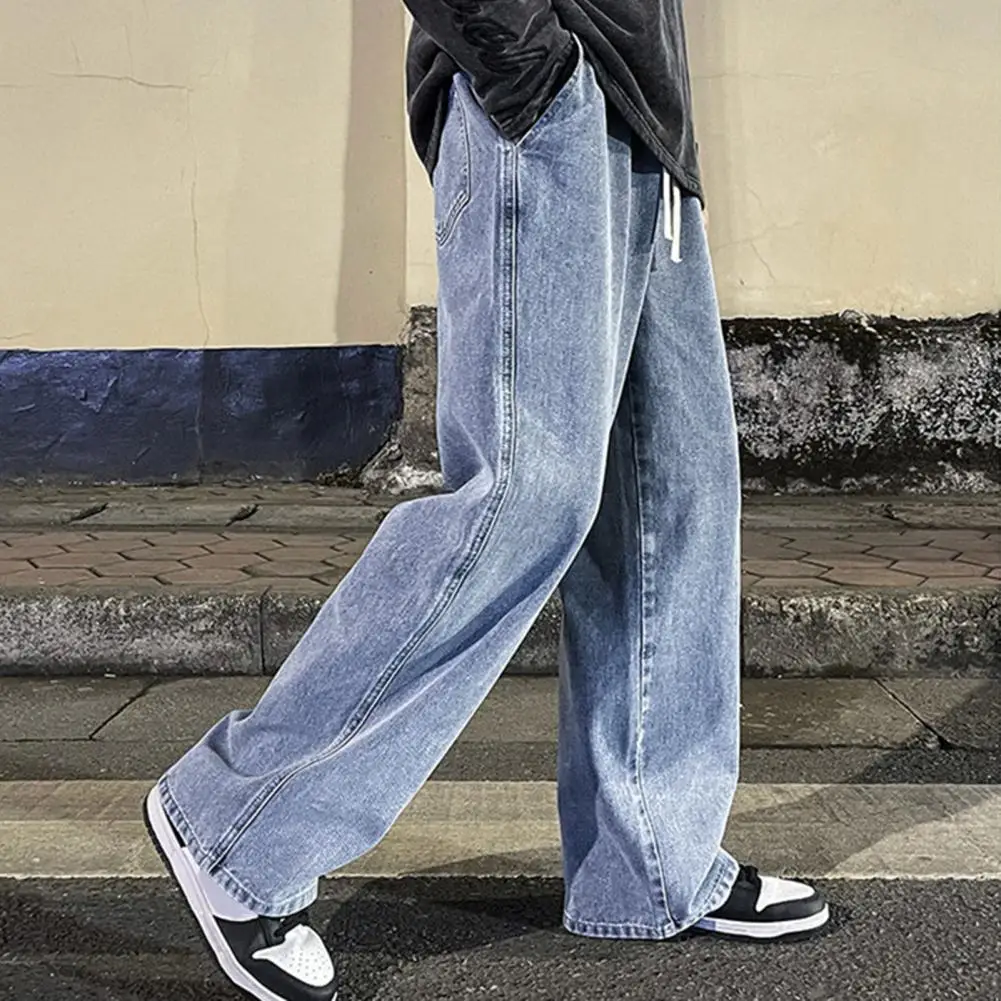 Korean-Fashion-Men-s-Baggy-Jeans-Elastic-Waist-Classic-olid-Color ...