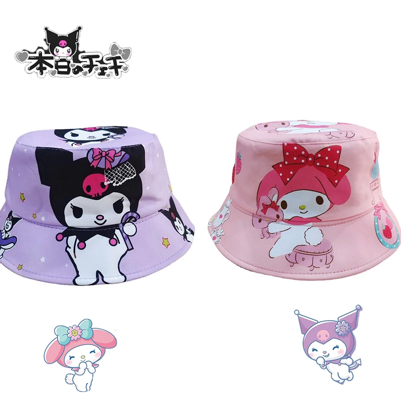 

Cute Sanrio Children Hat Kuromi My Melody Anime Cartoon Students Kawaii Outdoor Sunshade Protection Head Toys Girls Gifts