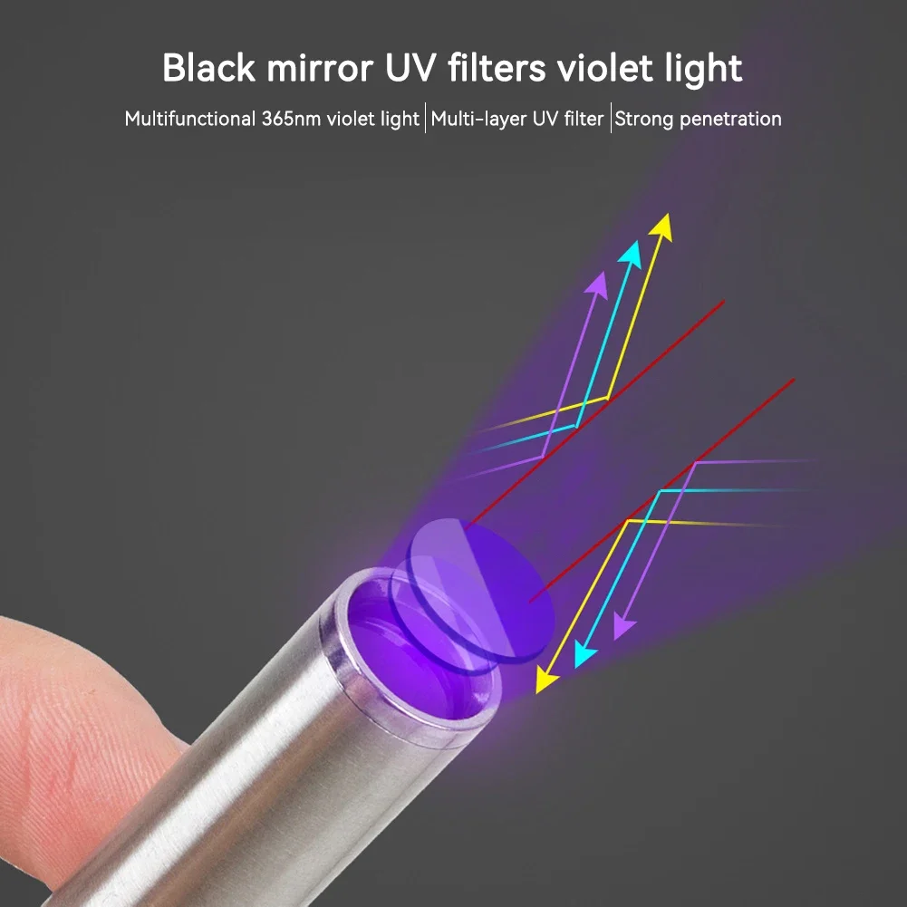 365 UV Veterinary Wood Lamp Pet Fungus Detection Waterproof Flashlight Skin Ultraviolet Light Cat Moss Tinea Light Black Mirror 3