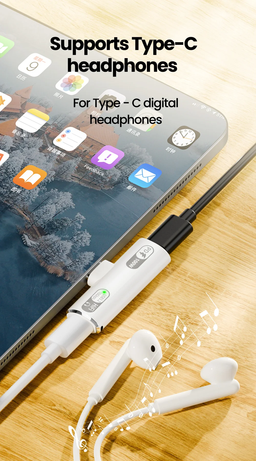 OLAF USB-C 2-in-1 Audio & Charging Adapter 100W