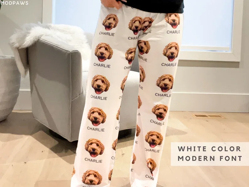 Pet Pajamas Using Pet Photo + Name Personalized Dog Pajamas Cat Pyjamas Dog Pjs Cat for Women Puppy Pants pajama pants