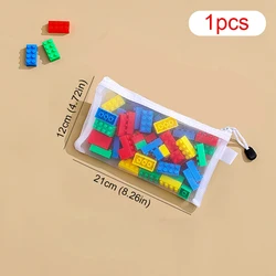 Kids’ Puzzle Block Storage & Organization Mesh Bag with Transparent Zipper (S)