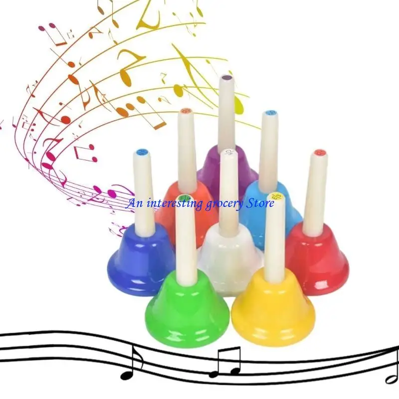 652D 8-Noten-Handglocken, bunte Hand-Percussion-Glocken, Musikinstrument, Partyzubehör – Detail 9