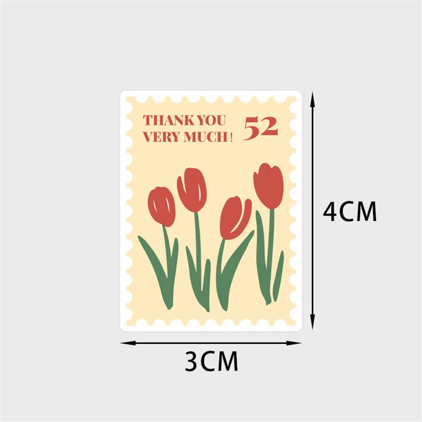 60-120Pcs Square Floral Thank You Stickers Labels 3*4CM Flowers Stamp for Gift Box Package Baking Wedding Party Decor Envelope