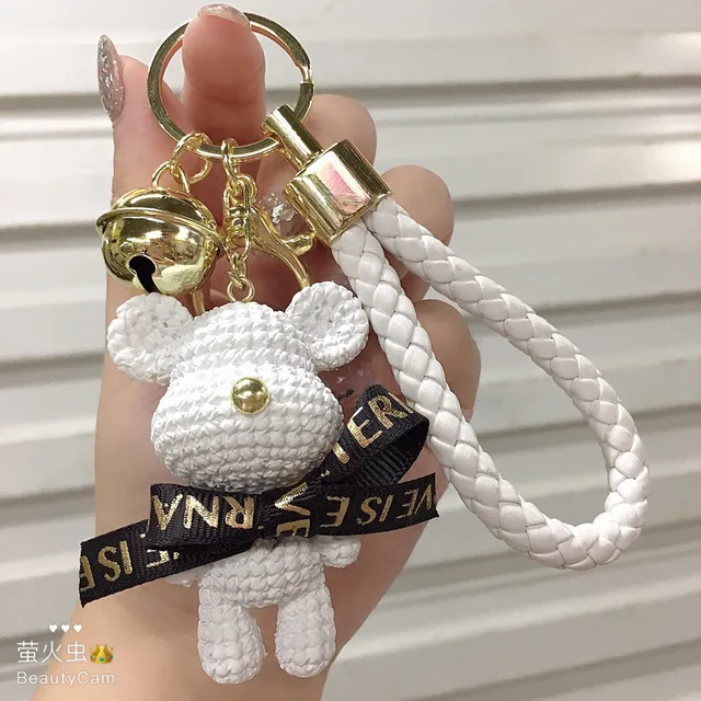 Fashion Cute Bear Doll Resin Key Chain Delicate Braided Rope Keychain  Couple Bag Car Pendant Car Key Ring Christmas Gift - AliExpress