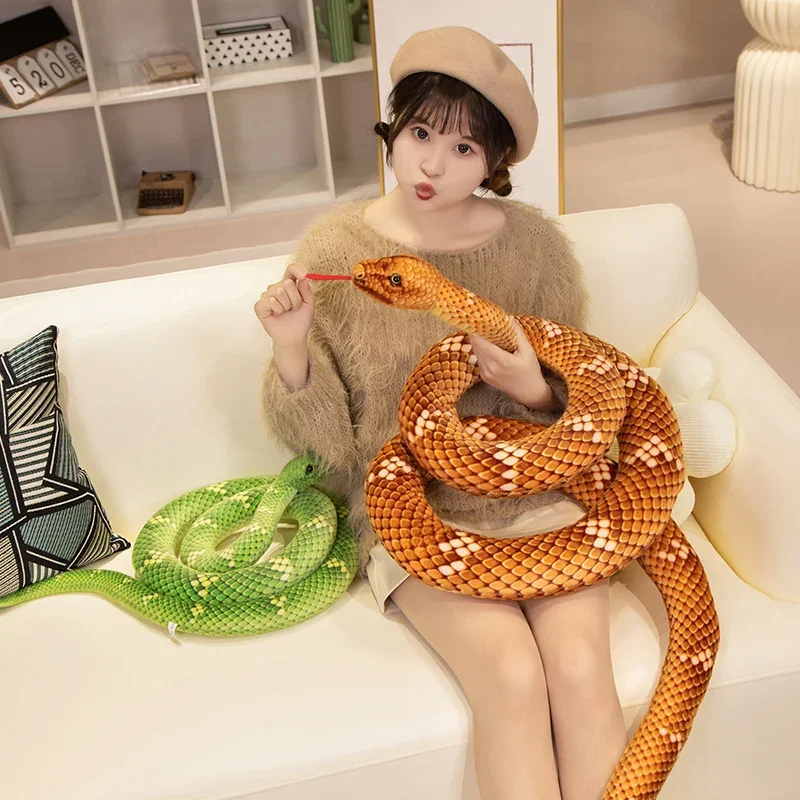 Kawaii Snake Plush Toys Pit Viper Realistic Stuffed Cobra Animal Soft Cotton Cuddly Doll Python Birthday Gifts for Boys 70-280cm