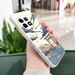 Snowy Gate Liquid Silicone Phone Case for OnePlus 13 5G (White)