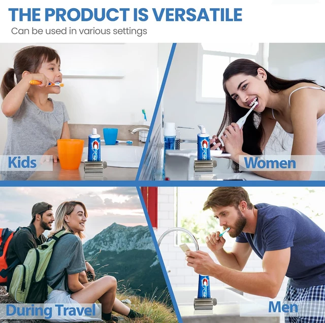 Accessori per il bagno Rullo per tubo spremi dentifricio Rullo per schiacciatura in acciaio inossidabile Ruota dispenser per unguenti Cosmetici 6
