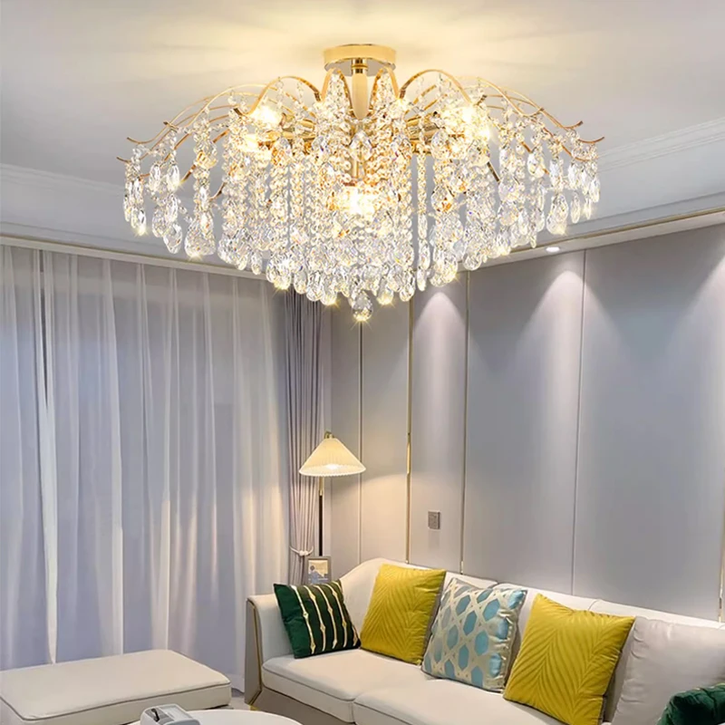 French light luxury crystal chandelier retro modern minimalist living room light bedroom main light 2023 new lighting fixtures