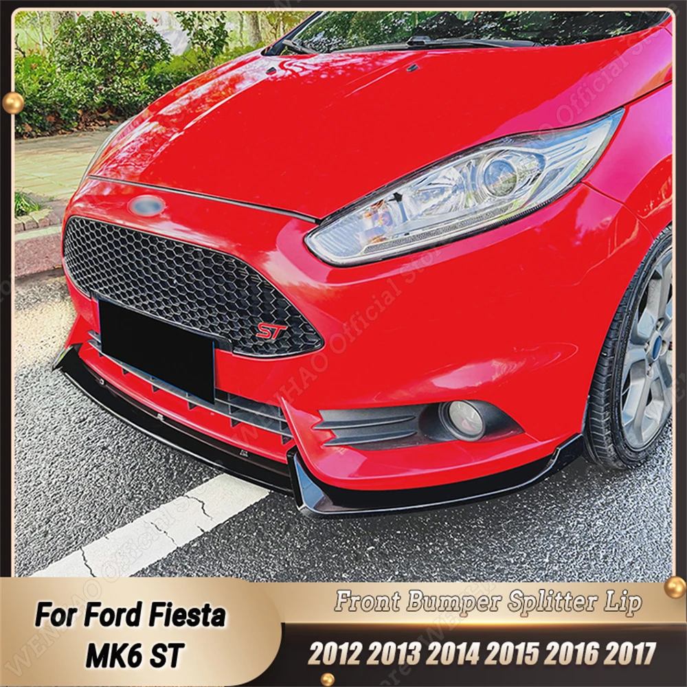 

Car Front Bumper Splitter Lip Spoiler Diffuser Guard Body Kit Cover For Ford Fiesta MK6 ST 2012-2017 ABS Gloss Black Accessories