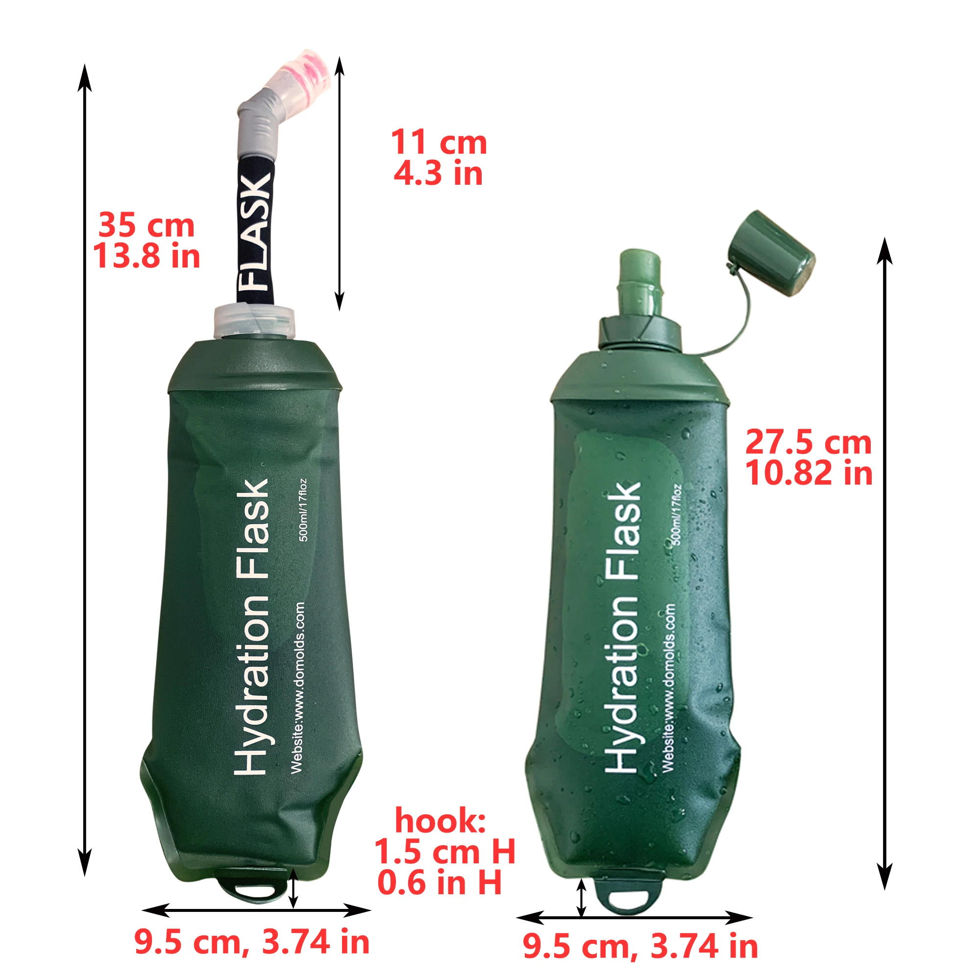 AXEN Folding Water Bottle, Collapsible Soft Flask, TPU Tube with Bite Valve, Suitable for Running Camping Travelling, 500ml