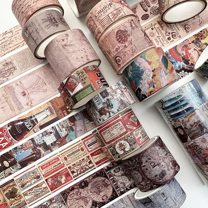 4 Rolls Retro Washi Tapes Map Washitape Scrapbooking Journal Supplies Diary Decorative Adhesive Tape Stationery Washi Tape Set 2