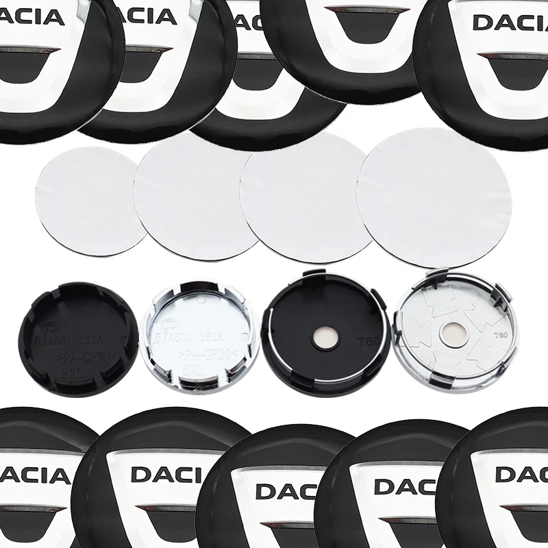 4개 56mm 60mm 65mm 68mm 자동차 엠블럼 휠 센터 허브 캡 림 개조용 크리에이티브 배지 커버 장식 스티커 액세서리 (다치아용)