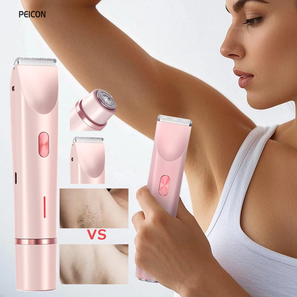 Facial Hair Epilator Women for Bikini Facial Body Rechargeable Shaver Leg Arm Underarm Hair Removal Electric Double Head Trimmer electric shaver body hair trimmer hair removal epilator facial hair epilator