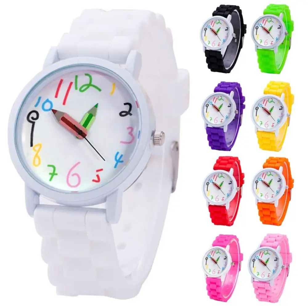 

Fashion Children Kids Arabic Numerals Pencil Analog Display Quartz Wrist Watch Gift For Student